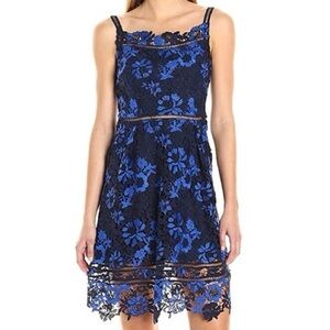 T Tahari Blue Lace A-Line Dress